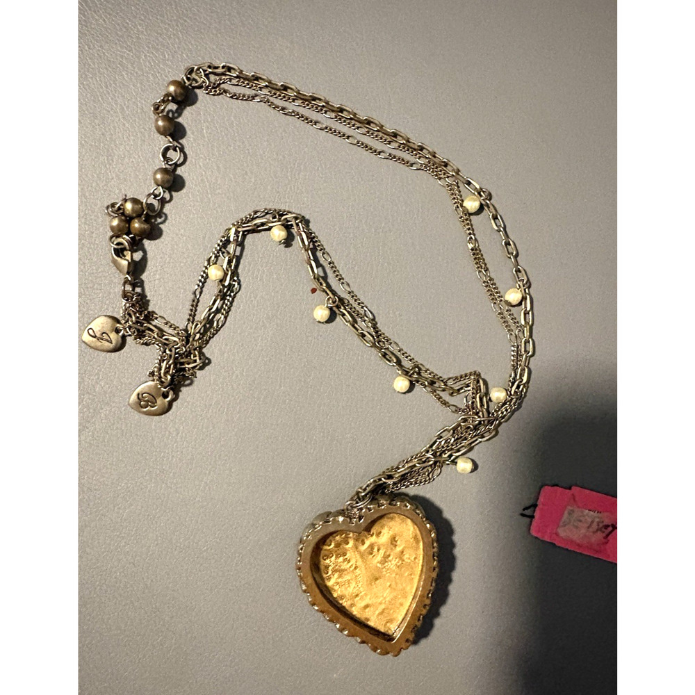 Betsey Johnson Leopard Heart Necklace Faceted Crystal Multi-Chain - Picture 2 of 2